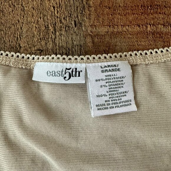 East 5th Womens Lace Short Sleeve Top Beige Large Cottage Core Square Neck Fairy - Picture 4 of 5